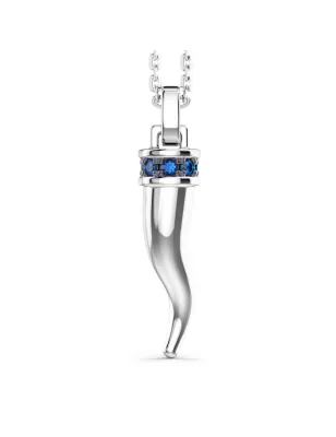 Collana pendente Corno Portafortuna con pietre blu Uomo Zancan