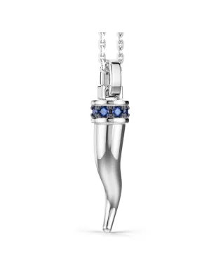 Collana pendente Corno Portafortuna con pietre blu Uomo Zancan