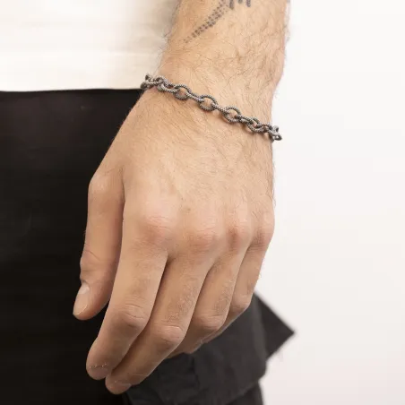 Bracciale Maglie Ovali Puntinate 21,5CM Nove25
