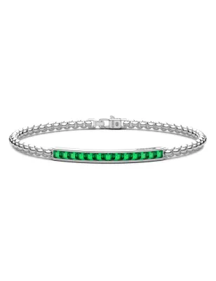 Bracciale targa centrale e pietre verdi Uomo Zancan
