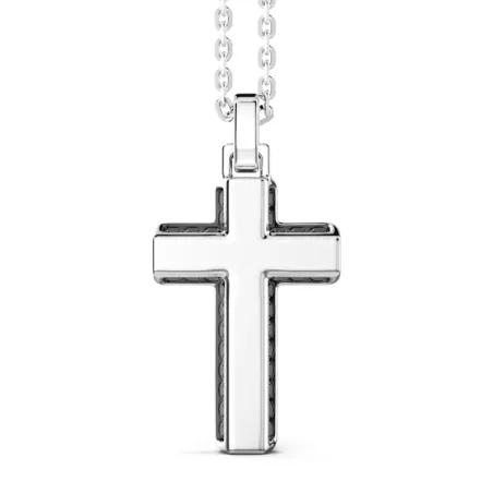 Collana pendente Croce e Spinelli neri Uomo Zancan