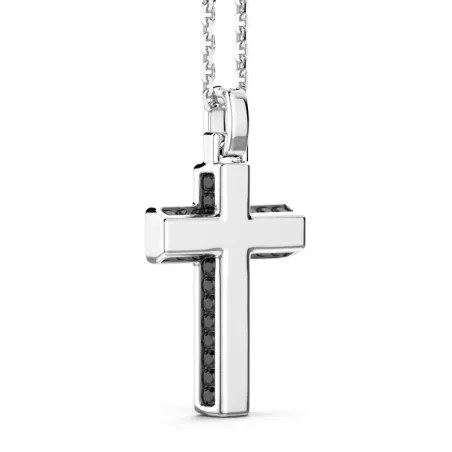 Collana pendente Croce e Spinelli neri Uomo Zancan