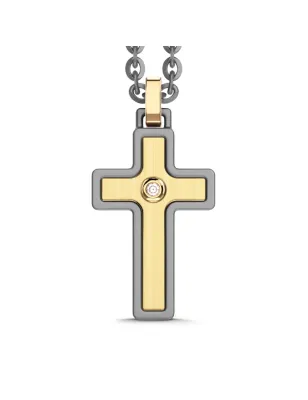 Collana in Titanio e oro giallo con pendente Croce Uomo Zancan