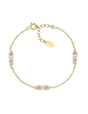 Bracciale dorato Rainbow Cristalli Rosa e Perle Donna Amen