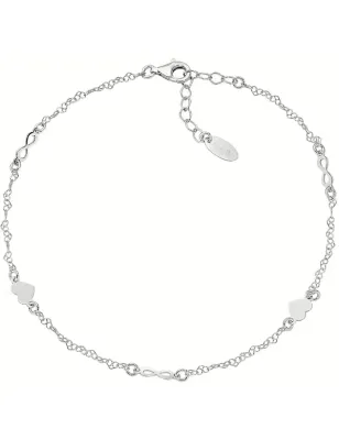 Cavigliera in Argento con Cuori e Infinito Donna Amen