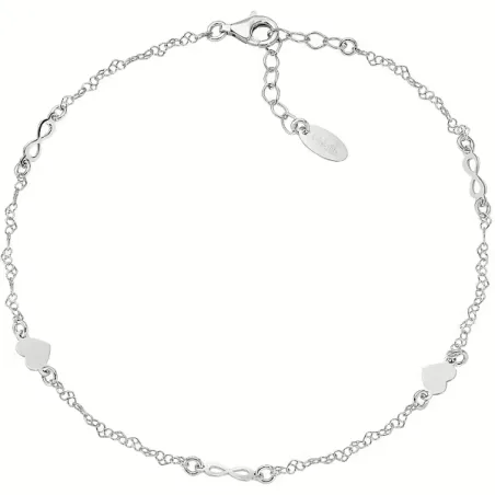Cavigliera in Argento con Cuori e Infinito Donna Amen