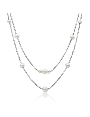 Collana in argento a due fili con perle Oriente Donna Miluna