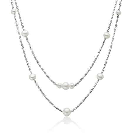 Collana in argento a due fili con perle Oriente Donna Miluna
