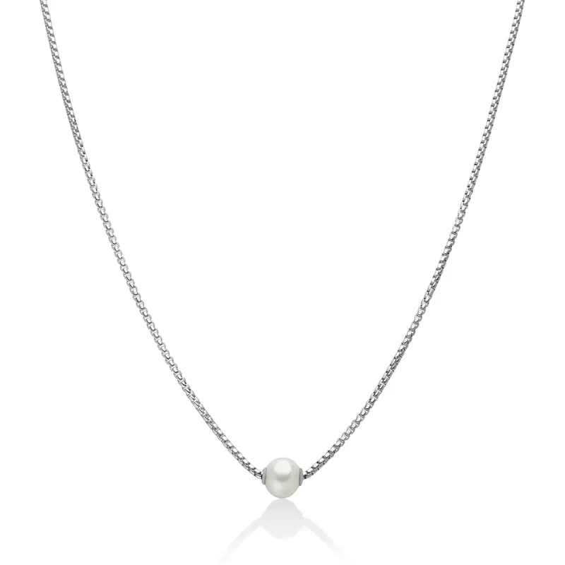 Collana in argento e perla Oriente passante Donna Miluna