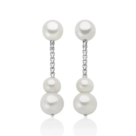 Orecchini in argento pendenti con perle Oriente Donna Miluna