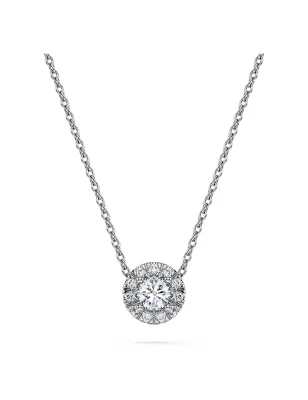 Collana Pendente solitario halo Eternity Donna Swarovski