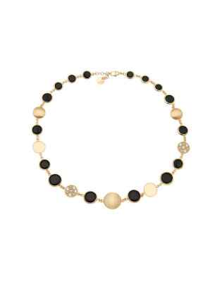 Collana Tonde Reverse zirconi e paste vitree nere Donna Aquaforte