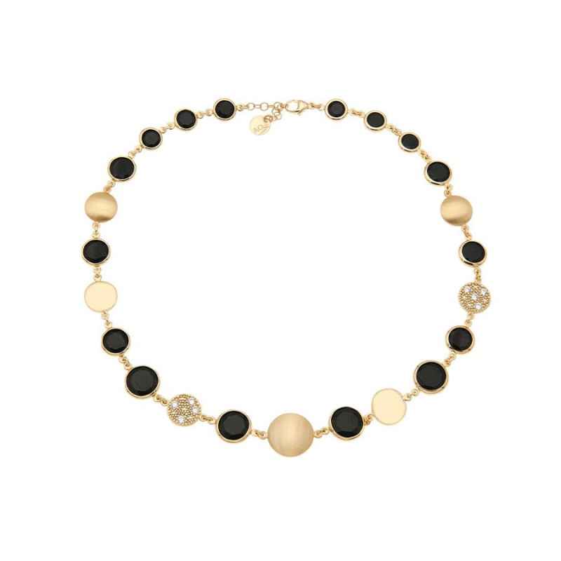 Collana Tonde Reverse zirconi e paste vitree nere Donna Aquaforte