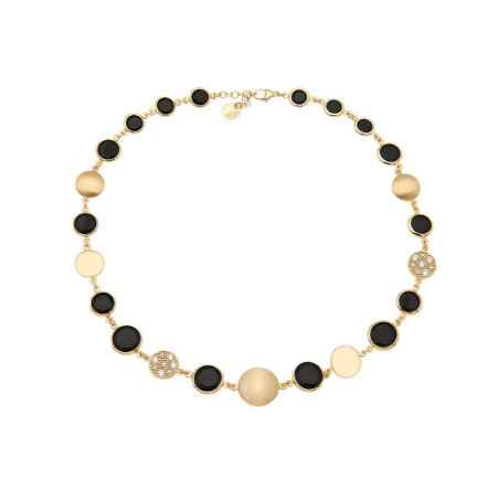 Collana Tonde Reverse zirconi e paste vitree nere Donna Aquaforte