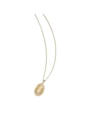 Collana Ovali Preziosi pendente grande pavè zirconi Donna Aquaforte