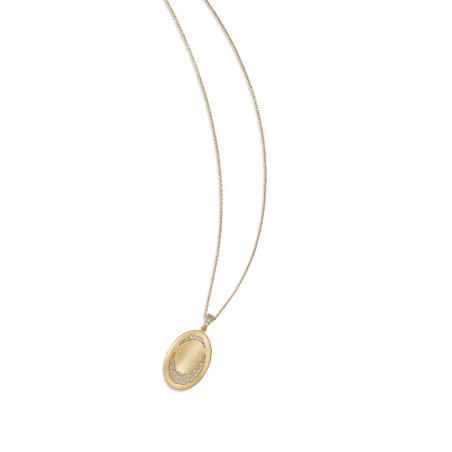 Collana Ovali Preziosi pendente grande pavè zirconi Donna Aquaforte