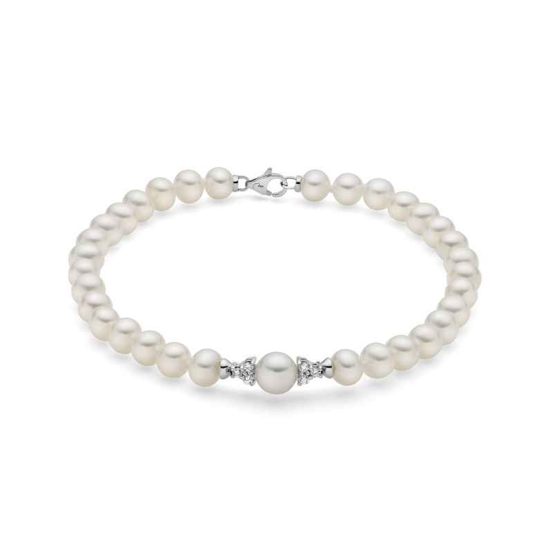 BRACCIALE PERLE ORO DIAMANTI DONNA MILUNA LE PERLE