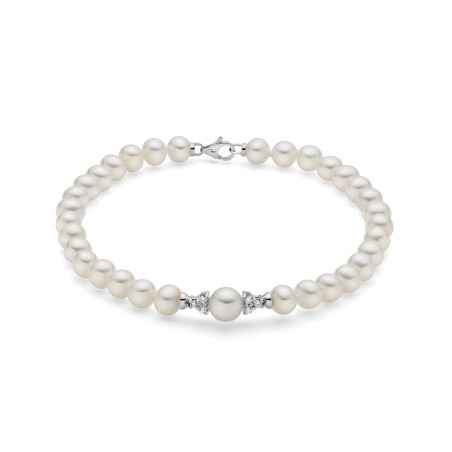 BRACCIALE PERLE ORO DIAMANTI DONNA MILUNA LE PERLE