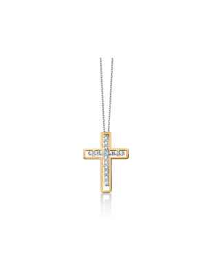 COLLANA CROCE ORO DIAMANTE DONNA MILUNA I DIAMANTI