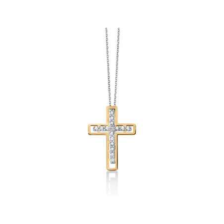 COLLANA CROCE ORO DIAMANTE DONNA MILUNA I DIAMANTI