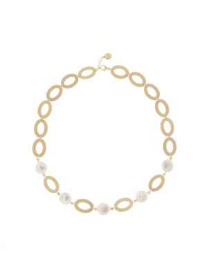 Collana Perle Vintage Ovali spazzolati Donna Aquaforte