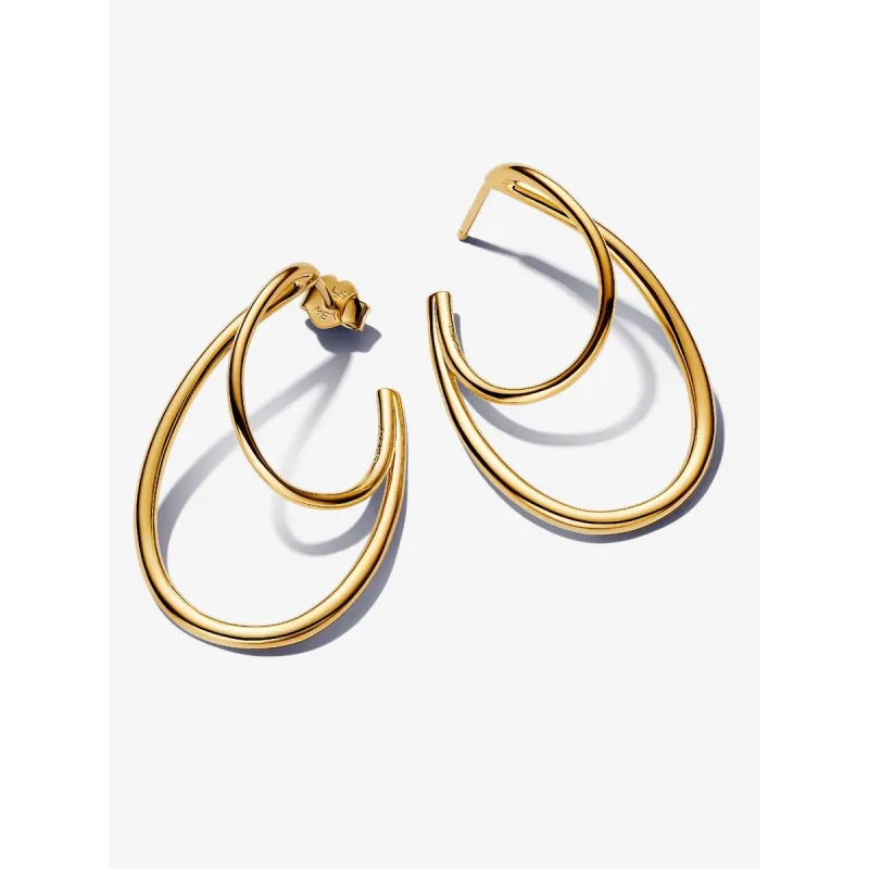 Orecchini Doppi Cerchi Aperti Linea Sinuosa Donna Pandora