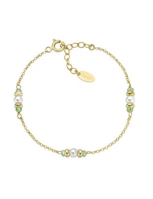 Bracciale dorato Rainbow Cristalli Verdi e Perle Donna Amen