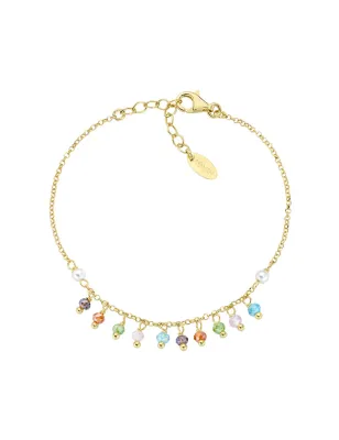 Bracciale dorato Rainbow Cristalli e Perle Donna Amen