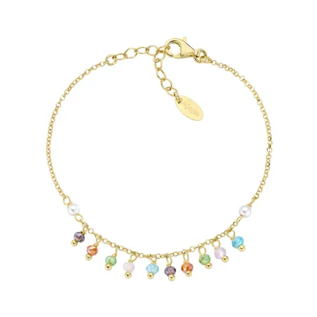 Bracciale dorato Rainbow Cristalli e Perle Donna Amen