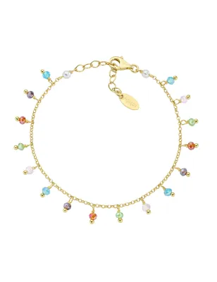 Bracciale dorato Chandelier Rainbow Cristalli e Perle Donna Amen