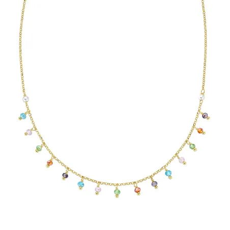 Collana dorata Chandelier Rainbow Cristalli e Perle Donna Amen