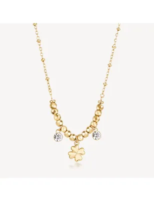Collana dorata Chakra Portafortuna Quadrifoglio Donna Brosway