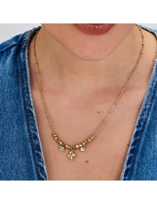 Collana dorata Chakra Portafortuna Quadrifoglio Donna Brosway