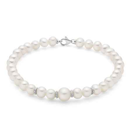 BRACCIALE PERLE DISTANZIALI DIAMANTI DONNA MILUNA 
