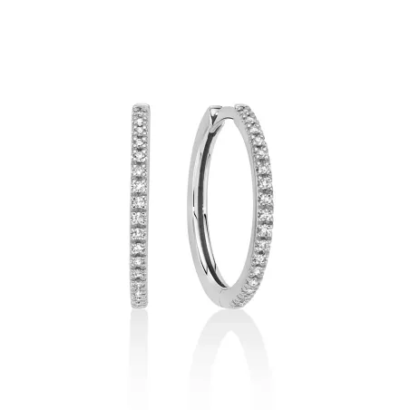 ORECCHINI CERCHIO DIAMANTI ORO BIANCO 18MM DONNA MILUNA I DIAMANTI