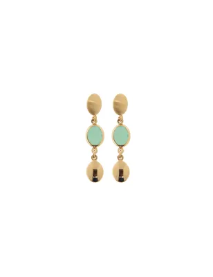 Orecchini Mignon Ovali satinato e lucido Pietra verde mare Donna Aquaforte