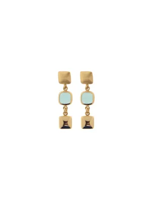 Orecchini Mignon pietra pendente quadra azzurro baby Donna Aquaforte