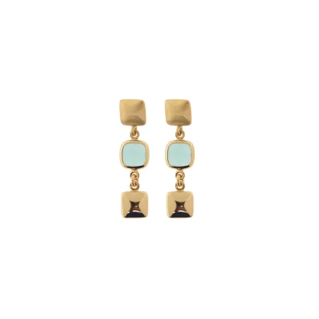 Orecchini Mignon pietra pendente quadra azzurro baby Donna Aquaforte