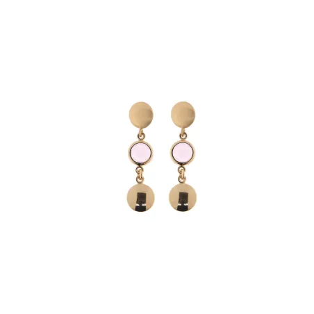 Orecchini Mignon pietra pendente tonda rosa baby Donna Aquaforte