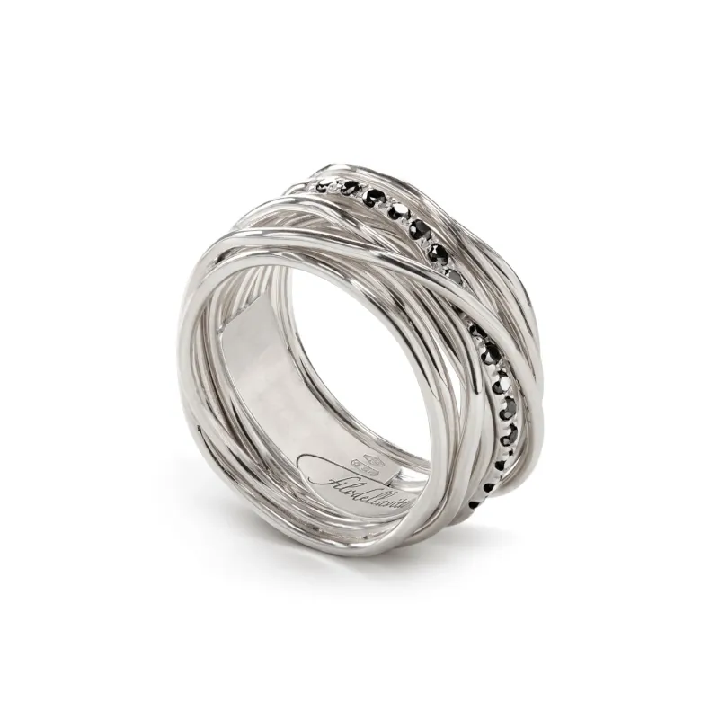 Anello Filodellavita 13 Fili Argento e Diamanti neri m14 Donna Rubinia Anello Filodellavita 13 Fili Argento e Diamanti neri m14 Donna Rubinia