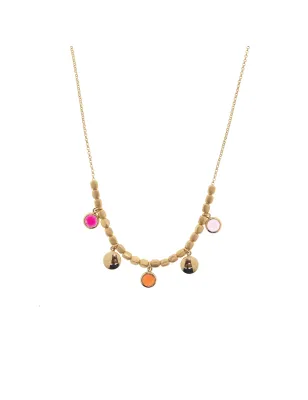 Collana Mignon centrale elementi dado pietre tonde rosso Donna Aquaforte