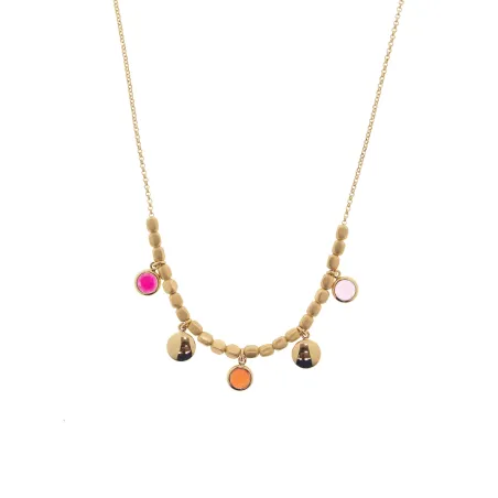 Collana Mignon centrale elementi dado pietre tonde rosso Donna Aquaforte