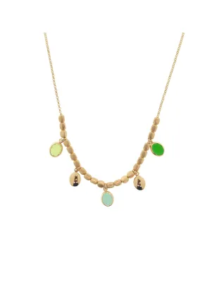 Collana Mignon centrale elementi dado pietre tonde verdi Donna Aquaforte