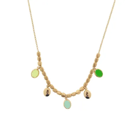 Collana Mignon centrale elementi dado pietre tonde verdi Donna Aquaforte