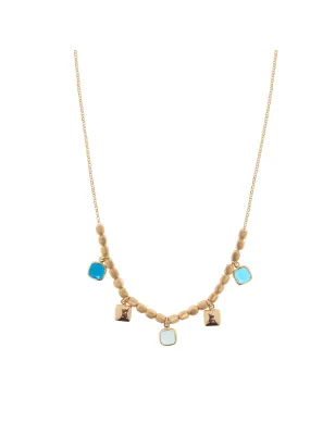 Collana Mignon centrale elementi dado pietre quadre blu Donna Aquaforte