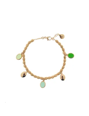 Bracciale Mignon elementi a dado pietre ovali verde Donna Aquaforte