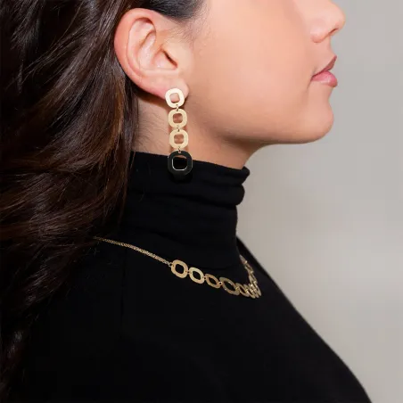 Orecchini pendenti Vintage Glamour lastre quadre Donna Aquaforte