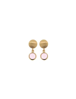 Orecchini Mignon pietra tonda rosa baby pendente Donna Aquaforte
