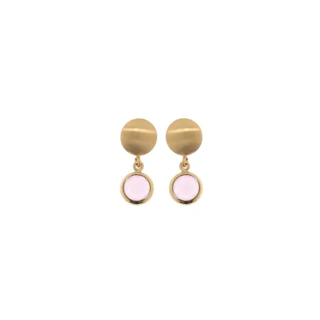 Orecchini Mignon pietra tonda rosa baby pendente Donna Aquaforte