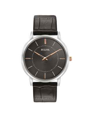 Orologio Nero Ultra Slim 40mm 2-Hand Rose Gold Uomo Bulova Classic